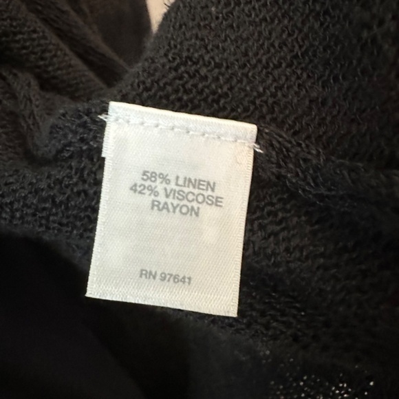 J Jill Black Long Length Cardigan Sweater Womens M Linen Blend Slits Minimalist - Picture 10 of 14